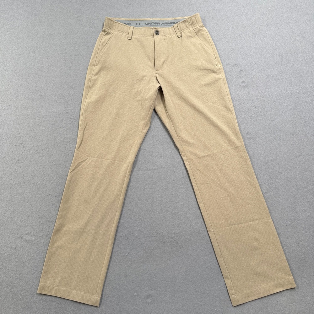 Under Armour Golf Pants Men's 30x30 Tan Khaki Straight Leg Flat Front Activewear
